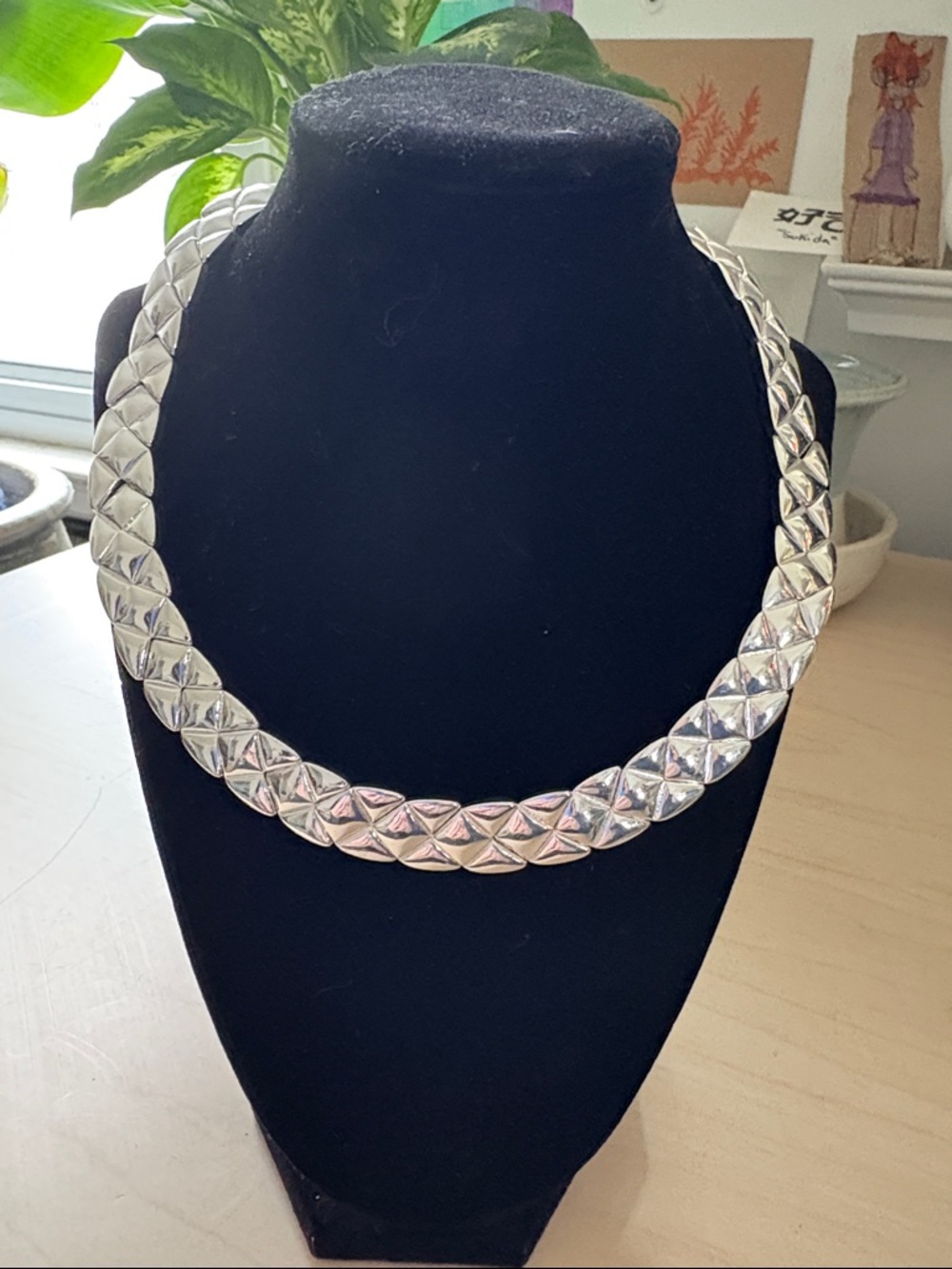 Dana Buchman Silver-Tone Sculpted Link Collar Necklace